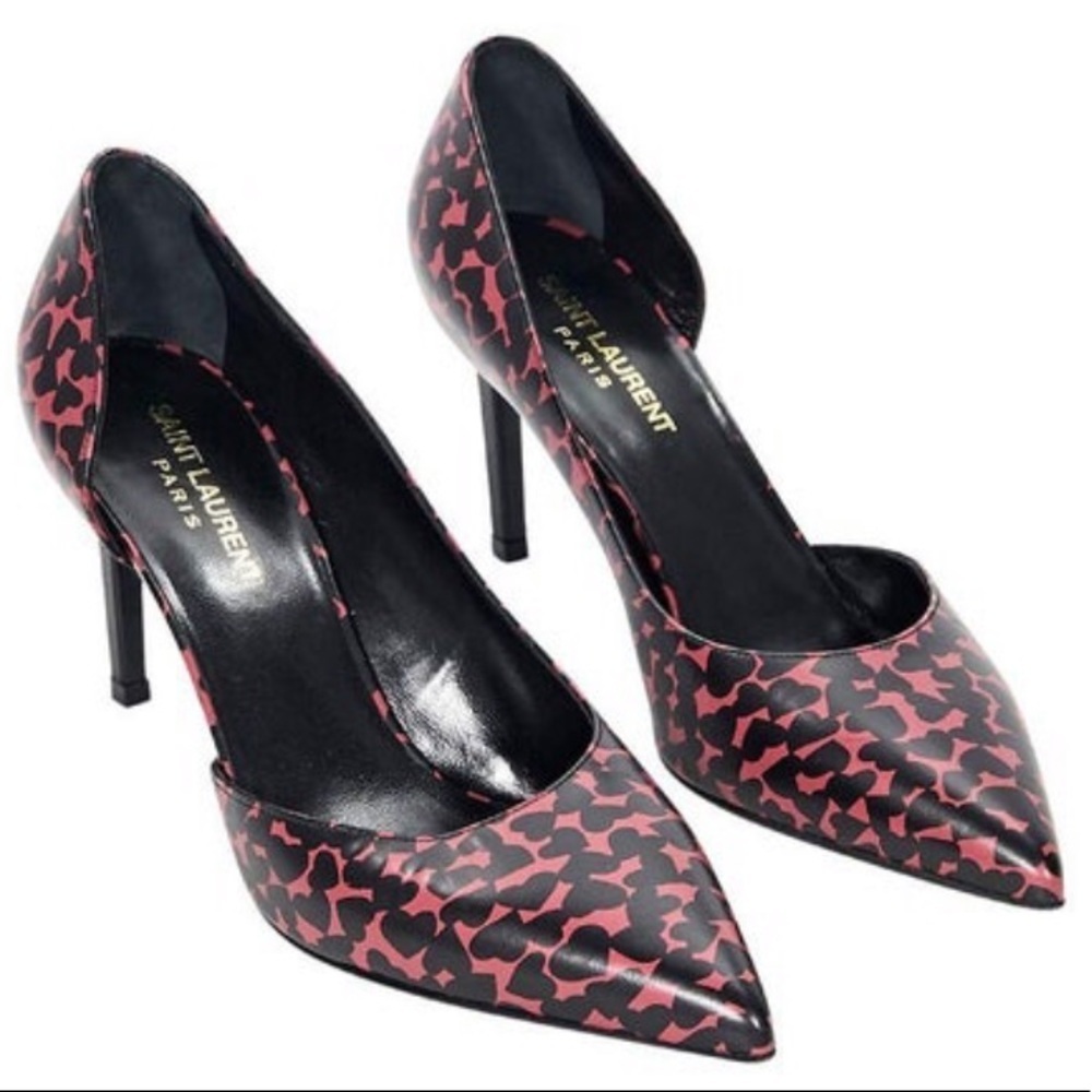 YSL Saint Laurent Pink/Black Heart Heels